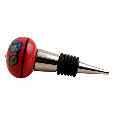 Blue Sunflower Ceramic Wine Stopper (Pack Of One Piece)